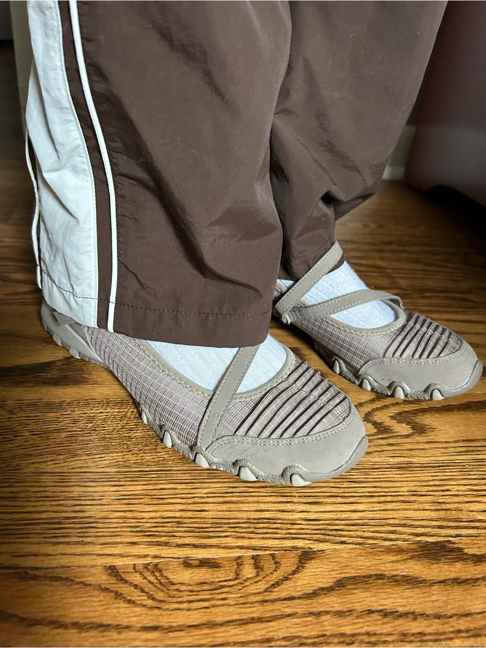 Skechers Taupe Mary Jane Slip-On Shoes